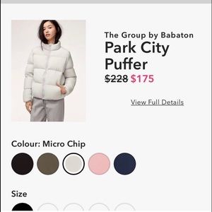 ARITZIA BABATON park city puffer jacket XXS